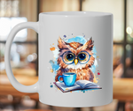 Adorable Owl with glasses  and a mug! coffee / tea mug