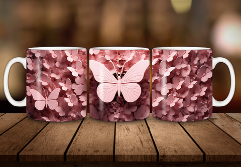 Pink Butterflies and flowers Coffee & Tea Mug