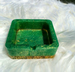 Green Ash Tray with Gold Flakes